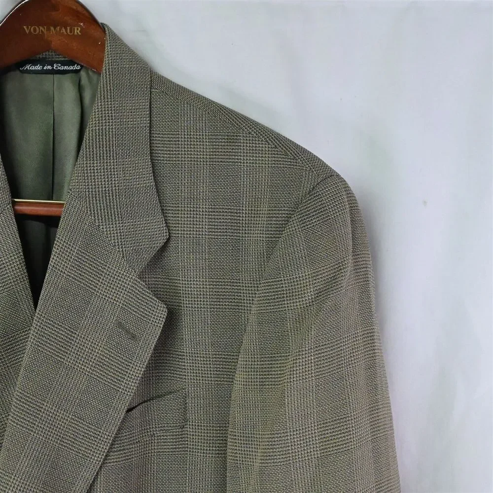 Jack Victor Fits‎ 44L Blue Gold Woven Wool 2Btn Blazer Suit Sport Coat Jacket